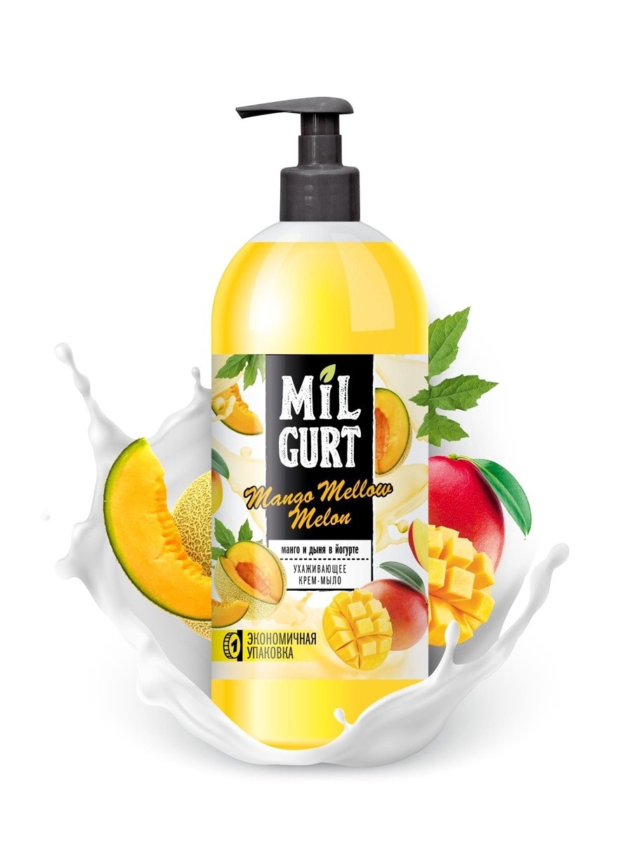 Мыло жидкое "Mil Gurt" 860гр Крем Манго и дыня в йогурте (Весна) /8 "ВЫВОД"