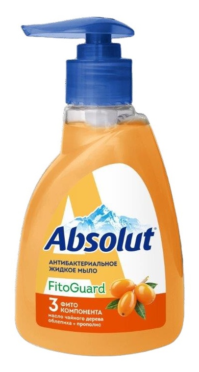 Мыло жидкое "Absolut" 250г АНТИБАКТ. FitoGuard Масло чайн.дерева+облепиха+прополис (дозат.) /10/15