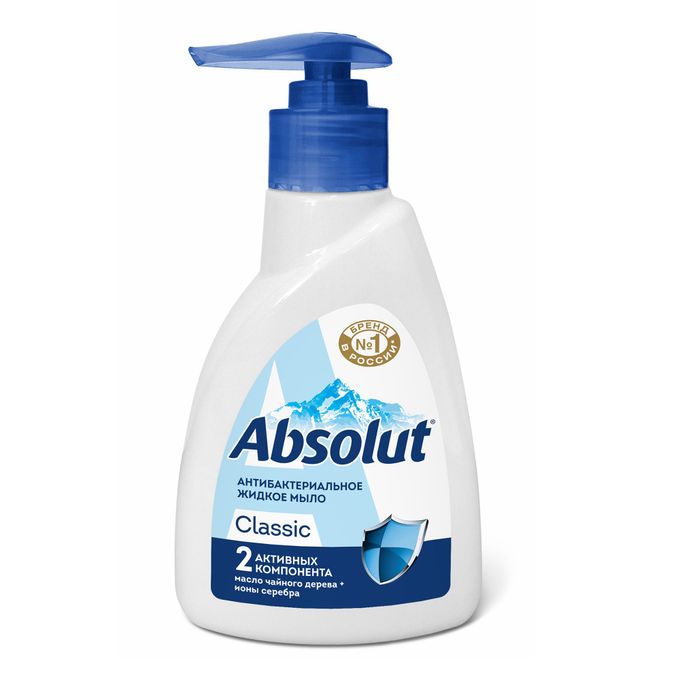 Мыло жидкое "Absolut" 250г АНТИБАКТ. Classic Масло чайного дерева+ионы серебра (дозат.) /10